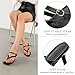 CouieCuies Flip Flop Heels for Women Black Kitten Heel Sandals Square Open Toe Black Thong Heels Party Widths Adjustable Buckle Size 10.5
