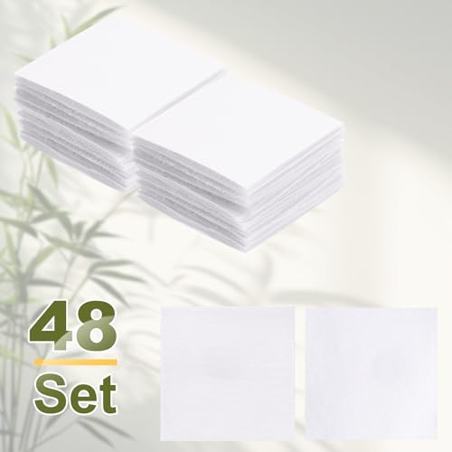 Image of HARFINGTON 48set Hook and Loop Strips with Adhesive 2 inchx2 inch Double Sided Hook and Loop Tape Nylon Self Sticky Fastener for Home Office Car, White