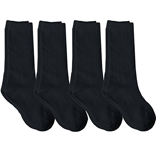 juDanzy 4 Pack of Mid-Calf Ribbed Socks with arch support for School Uniform, Sports, AFO etc.