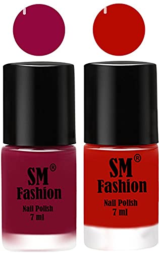 Image of Long Lasting Nail Polish | Nail Paint Combo 7 ml Each) - Set of 2 Cherry Blossom-Red Orange