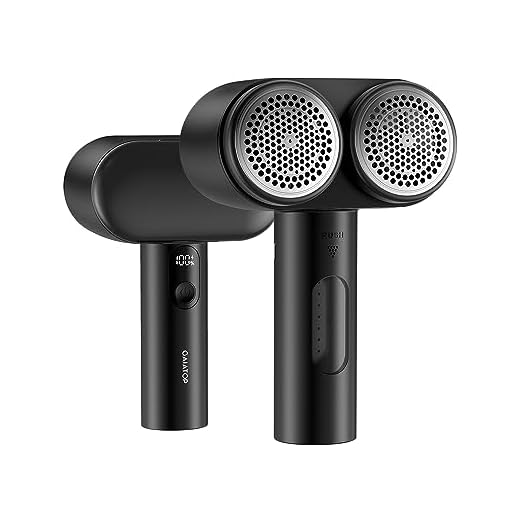 GAIATOP Fabric Shaver, Larger Rechargeable Lint Remover, Electric Lint Shaver with LED Display and Double Head with 6-Blades, 3-Speeds Remove Fuzz for Clothes, Furniture, Sweater, Pills, Couch, Black