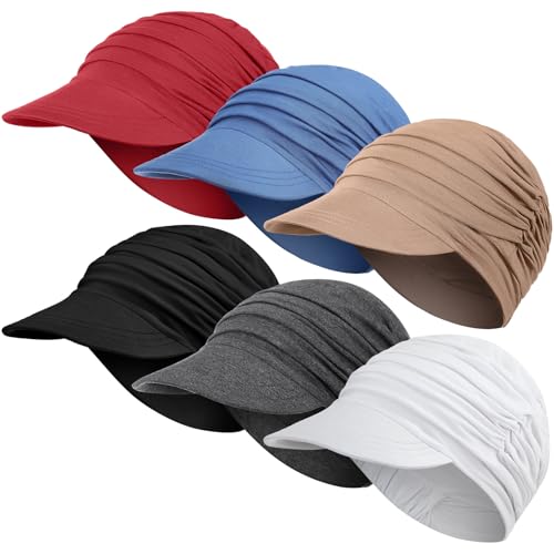 Image of 6 Pcs Chemo Cancer Hat for Women Breathable Bamboo Newsboy Baseball Cap Soft Headwear for Cancer Patient Hair Loss