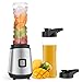 400W Mini Blender Smoothie Maker, z 2 x 600 ml BPA Free Przenośnych Butelek, Shake Mixer do Koktajli Mlecznych, Smoothie, Lody i Zywności dla Dzieci, 25.000 rpm, Srebrny