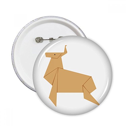 Badge bouton Noël Cerfs Origami rond XL pour sublimer vos emballages de cadeaux festifs