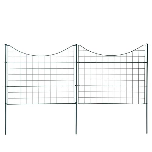 Teichzaun Set mit 5 Zaunelementen und 6 Befestigungsstäben, Welpanauslauf, Metall, Gartenzaun, Freigehege, Teich, Zaun, Set, 5 Elemente, Gitterzaun (Unterbogen)