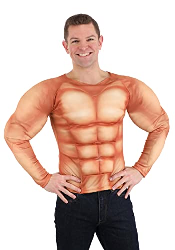 T-shirt rembourré muscle idéal sous une chemise de costume au bureau
