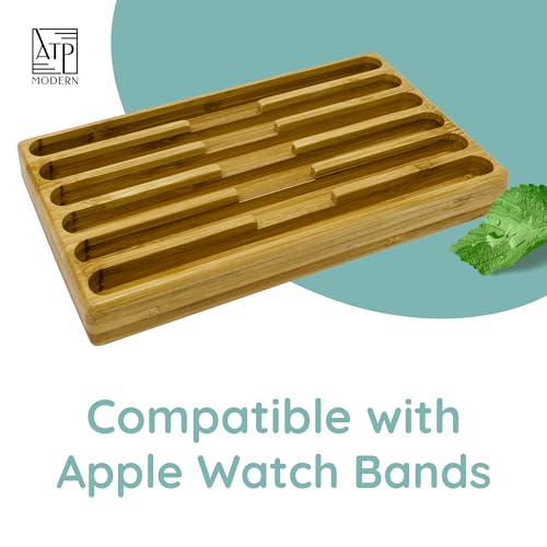 ATP MODERN Wooden Watch Band Organizer - Works with All Apple Watch Bands - Watch Band Holder - Wooden Watch Stand Display - Compatible with All Apple iWatch Bands - Solid Wood Design - Image 3