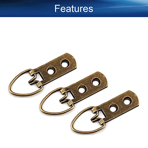 Image of 54mm x 16mm Double Holes D Ring Picture Hangers Hardware Assortment Kit, for Home Decoration Hanging Clock Paintings Artwork Creative Picture Frame Photo Hanging Solutions Bronze Tone 10pcs