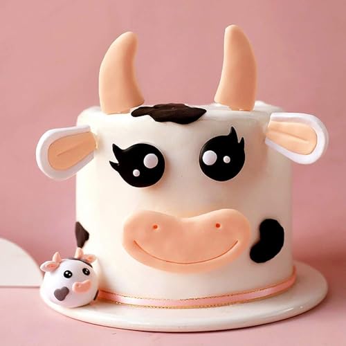 Decoracion Tartas Cumpleaños Vaca, Cake Topper Vaca Decoración de Pasteles, Topper Cake Cow, Animales de Granja Decoración de Pastele, para Baby Shower, Fiesta