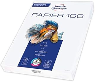 AVERY Zweckform 2566 papier do drukarki/kopiowania (250 arkuszy, 100 g/m², papier DIN A4, wysoka biel, do wszystkich drukarek) 1 opakowanie