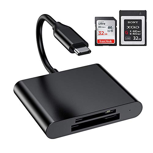 XQD SD Card Reader, USB C 2 in 1Memory Card Adapter, High Speed 5Gpbs Read & Write for XQD2.0, SD/MMC Card Reader, Lexar USB Mark Card, Suitable for Type-C Smartphone, Support Windows/Mac OS System
