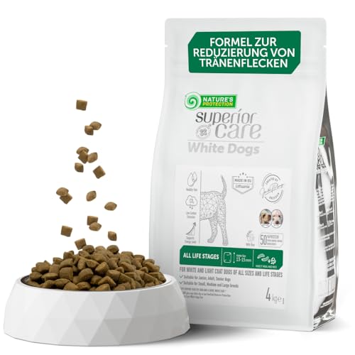 Nature’s Protection Superior Care Hundefutter Trocken mit Insekten & Reis - Hypoallergenes Hundetrockenfutter für weiße Hunde Aller Lebensphasen & Rassen - Haut, Fell & Tränenflecken (4 kg)