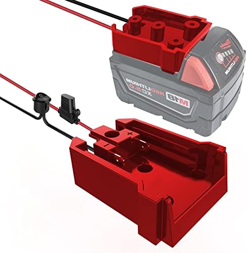 Power Wheel Adapter with Fuse & Switch, Secure Battery Adapter for Milwaukee 18V Lithium Battery with 12 Gauge Wire, Good Power Convertor for DIY Ride On Truck, Robotics, RC Toys and Work Lights