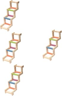 Ipetboom 4 Pçs Papagaio Subindo Uma Escada De Madeira Periquito Brinquedos De Escalada Acessórios Para Gaiola De Pássaro Escada De Madeira Para Papagaio Escada De Rato Escada De Rato