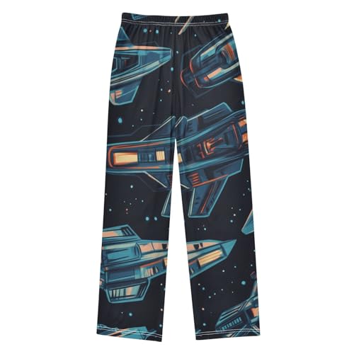 ZZXXB Space Spaceship Boys Long Pants Soft Trousers Elastic Waist Kids Lounge Bottoms with Pockets S-XL2
