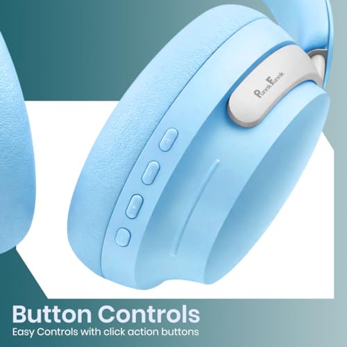 Image of PunnkFunnk Bass Over-Ear Bluetooth Wireless Headphones with Deep Bass, 40mm Drivers, Built-in Mic, Foldable Design, Soft Cushioned Ear Cups, AUX & TF Support for Music, Gaming & Calls (Blue)