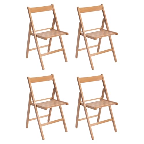 Solycarpa   Set 4 Sillas Plegable De Madera, Exterior, Terraza, Jardín, Comedor, Ligera | Madera de Haya