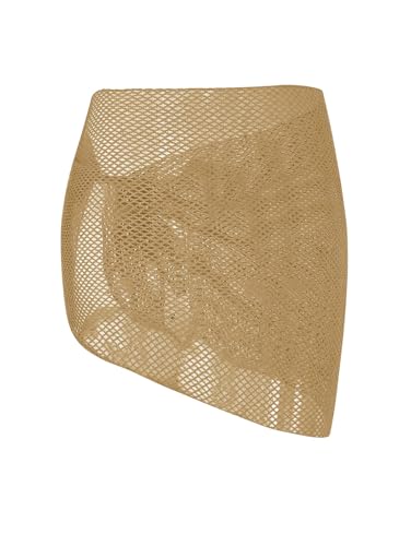 Image of ZAFUL Sarong Coverups for Women Beach Vacation Fishnet See Thru Tie Side Bathing Suit Cover Up Mini Skirt