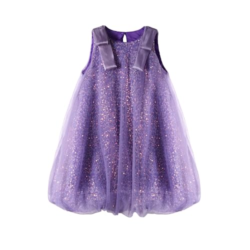 Miipat Toddler Girls Bubble Dress Sparkly Sequin Tulle Party Dress Sleeveless Kids Puffy Princess Dresses
