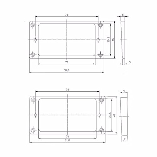 Dopro Set of 2 Plastic Humbucker Pickup Ring Pickup Mounting Frame Flat Bottom 35 for Neck and 79 for Bridge Pickup Black - Image 4