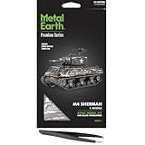 Fascinations Metal Earth Premium Series M4 Sherman Tank 3D Metal Model Kit Bundle with Tweezers