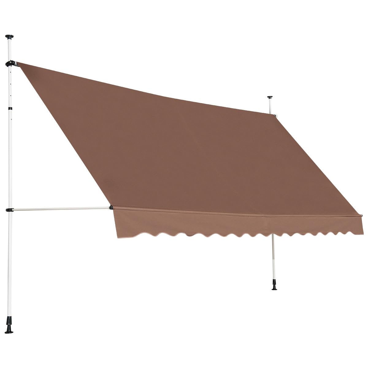 RELAX4LIFE Store Banne Manuel sans Perçage, Auvent Balcon Rétractable avec Manivelle, Tissu Oxford Anti-UV Imperméable, Hauteur Réglable 2-3 M, Store Banne pour Porte Fenêtre (Marron,400 X 125 cm)