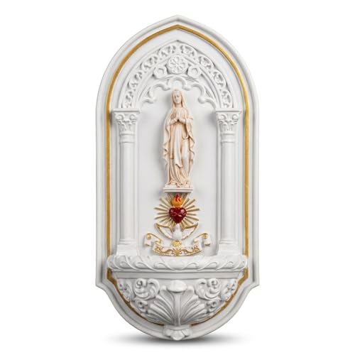 6.3 Holy Water Font - Washable Resin Holy Water Holder for Home Entrance Handcrafted Wall Mounted Holy Water Table Font for Catholic Religious Gift