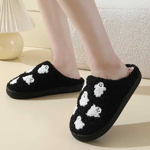 Halloween Slippers for Women Men Cute Cartoon Soft Plush Fuzzy Winter Holiday Home Slides Comfortable Bedroom Slippers Indoor Outdoor Non-Slip Slides House Shoes2