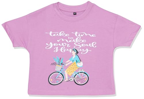 Image of T2F Girls Cotton Printed Oversized Fit Dropshoulder T-Shirt (Pack of 5)