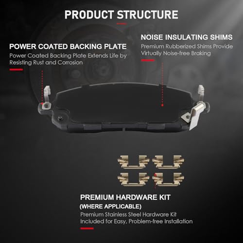 Image of cciyu D2413 Front Ceramic Disc Brake Pads Kit For INFINITI For QX60 2022-2024,For Nissan For Pathfinder 2022-2024