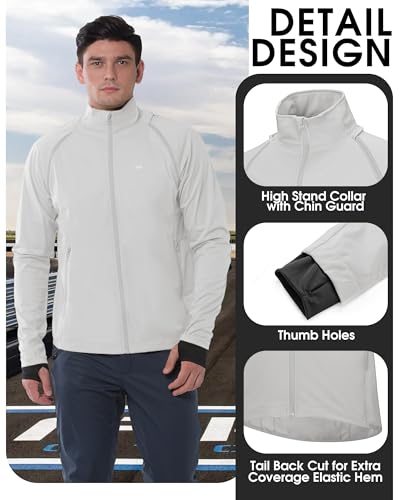 Image of 33,000ft Men's Cycling Jacket Long Sleeve, Waterproof Running Bike Vest Outerwear Reflective Windproof Sleeveless Jacket
