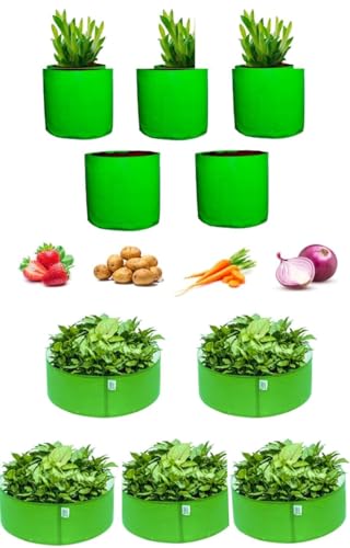 Image of Grow Bags 12x12 inch 5 Peace 15x6 inch 5 Peace,Terrace Gardening, Vegetable, Fruits Planting Bags Combo Pack (10.)