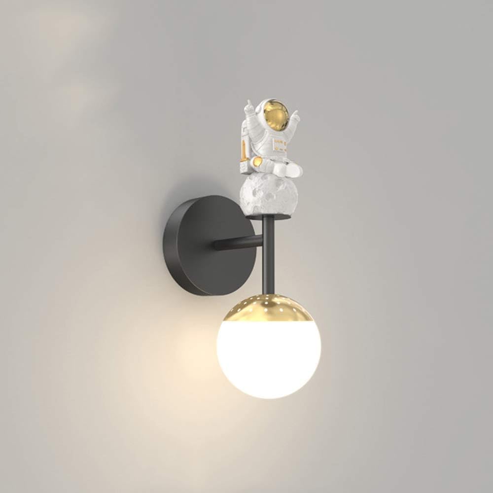 SXSCARKX Modern Light Luxury Astronaut LED Wall Sconce For Kids Bedroom Dimmable Night White Milk Glass Fixture Mid Century Mounted Children's Room