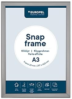 EUROPEL Snap Frame A1, 25 mm | Aluminium Anodised Construction & Anti-Glare Cover | Clip Poster Holders for Retail & Advertising Displays | Notice Sign Board Frame for Walls