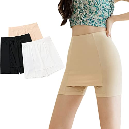 Short de sécurité double couche en soie glacée pour femmes et filles, sans trace de glace, Chair, L Cover
