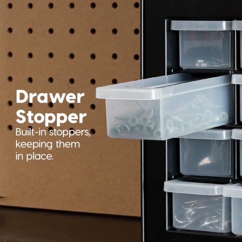 Image of IRIS USA 10-Drawer Organizer (2 Pack), Made in USA, Teacher Toolbox, Plastic Storage Drawers, Stackable Organizer for Hardware, Small Parts, Craft, Bead, Screw, Nut and Bolt, Building Bricks, Black