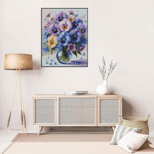 Image of MYBISYMQQ Stamped Cross Stitch Kits - Flower Embroidery Starter Kit for Adult Beginners, Cross Stitch Kits Embroidery Kit Arts and Crafts for Beginners,Crafts for Home Wall Decor 11.8x15.7 inches