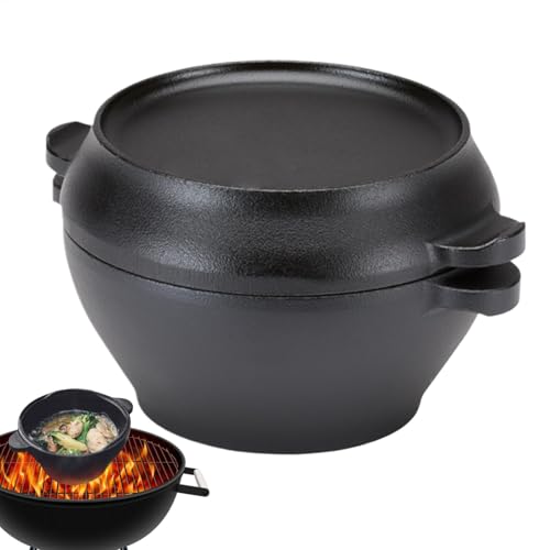 Olla holandesa de hierro fundido, olla de alto rendimiento con asas dobles, utensilios de cocina holandeses resistentes para hornear pan, guisos y asados, olla de hierro fundido