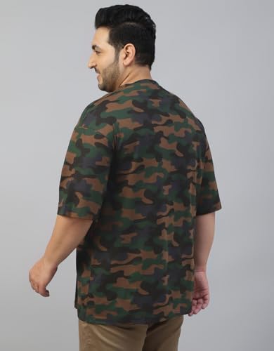Image of Veirdo 100% Pure Cotton Oversized Loose Baggy Fit Drop Shoulder Paisley Printed Plus Size T-Shirt for Men (Sizes: 2XL to 5XL)