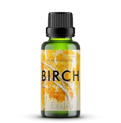 Image of Esslux Birch Essential Oil for Diffuser & DIY | 100% Pure Birch Oil for Massage, Aromatherapy, Candles & Soap Making | Crisp & Refreshing Scent, 15 ML