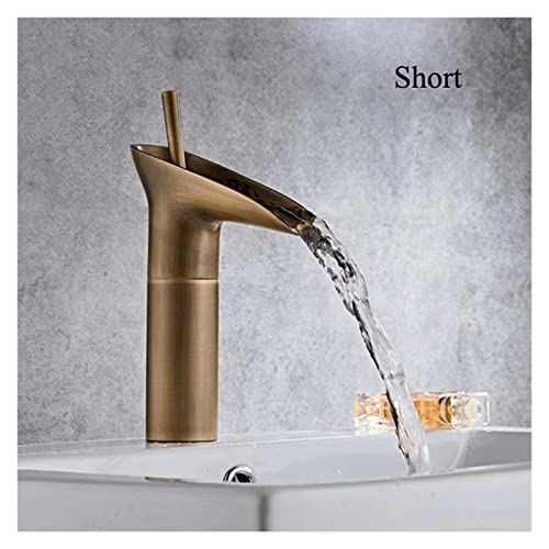 Robinet de lavabo eau chaude et froide bronze mitigeur cascade laiton