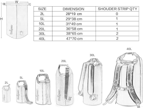 Image of Unigear Floating Waterproof Dry Bag for Kayaking, 2L /5L /10L /20L /30L /40L