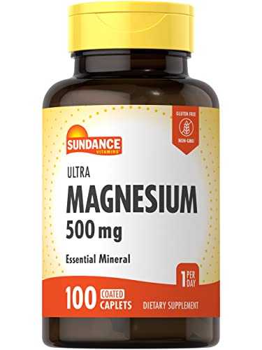 Sundance Magnesium Supplement | 500mg | Oxide | 100 Coated Caplets | Vegetarian, Non-GMO and Gluten Free