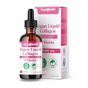 LIQUIDHEALTH 100% Vegan Collagen Plus Biotin 100,000mcg Liquid Drops – Plant-Based Liquid Collagen for Women, Men – Hair & Nail Growth, Skin Health, Boosts Metabolism – Non-GMO, Sugar Free (2 oz)
