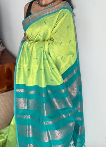 Image of South Cotton Gadwal Saree for Women | Celebrity Inspired Traditional Ethnic Wear | Chettinad & Kalyani Cotton Sarees | Soft Cotton Saree with Blouse Piece