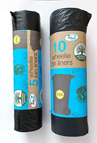 Tidyz Black Wheelie Bin Liners - 15 Liners Pack - 300L