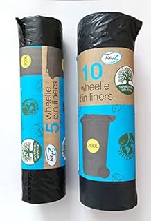 Tidyz Black Wheelie Bin Liners - 15 Liners Pack - 300L