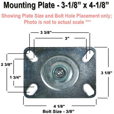 CasterHQ - 3-1/2" X 1-1/4" Swivel Caster | PHENOLIC Wheel | 350 LBS Capacity | Plate Size: 3-1/8" X 4-1/8"