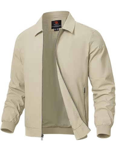 Rdruko Men's Casual Lapel Jacket Lightweight Outdoor Windbreaker Jacket Smart Spring Autumn Jackets for Sport Work Walking Hiking Golf Running