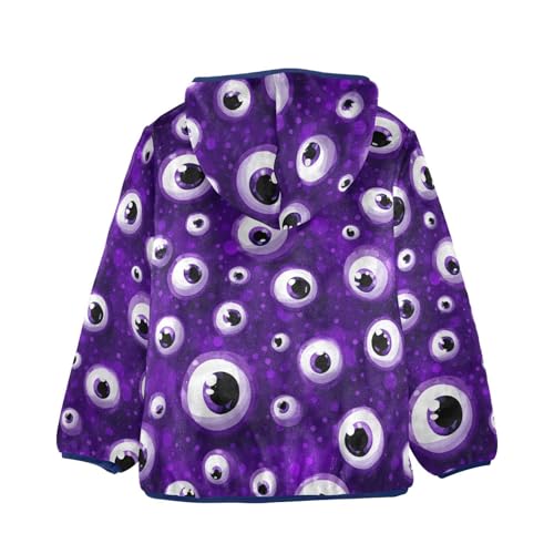 Purple Eyes on Sparkly Background Toddler Fleece Jacket Girl Boys Hooded Fleece Jacket Coat Warm Outwear Zip-up 3-10T2
